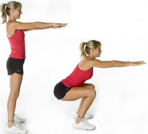 스쿼트는 허리부위 및 대퇴사두근을 강화시킨다.