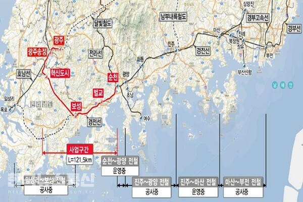 사진 : ‘광주송정~순천 철도건설사업’ 기본계획 보고서에 실린 경전선 노선